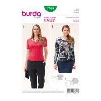 Burda Ladies Plus Size Easy Sewing Pattern 6749 Simple Jersey Tops