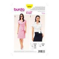 Burda Ladies Easy Sewing Pattern 6664 Wrap Around Waist Blouse & Dress