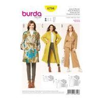 Burda Ladies Easy Sewing Pattern 6704 Coats in 2 Lengths with Tie Belt