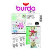 Burda Easy Craft Sewing Pattern 7409 Teddy Bear & Bunny Cuddly Toys