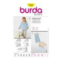 Burda Toddlers Easy Sewing Pattern 9828 Jacket, Pants, Top & Dungarees