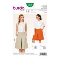 burda ladies sewing pattern 6905 box pleat pant skirt in 2 lengths