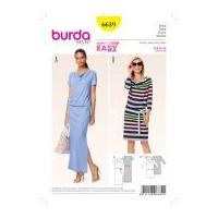 Burda Ladies Easy Sewing Pattern 6639 Drawstring Waist Jersey Dresses