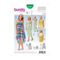 Burda Ladies Easy Sewing Pattern 6651 Shirring Dress, Top & Skirt