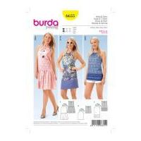 Burda Ladies Easy Sewing Pattern 6655 Drawstring Neckline Top & Dresses
