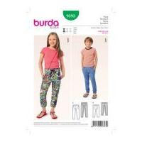 Burda Childrens Easy Sewing Pattern 9393 Elastic Waist Casual Pants
