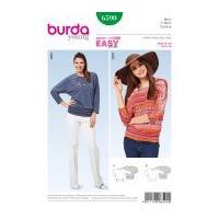 Burda Ladies Easy Sewing Pattern 6590 Kimono Sleeve Tops with Hip Band