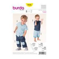 burda toddlers easy sewing pattern 9436 shirt shorts trouser pants