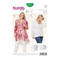 Burda Ladies Plus Size Easy Sewing Pattern 6615 Pin Tuck V Neck Blouses