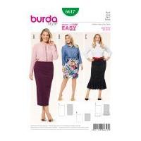 Burda Ladies Plus Size Easy Sewing Pattern 6617 Jersey Knit Elastic Waist Skirts