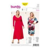 Burda Ladies Plus Size Easy Sewing Pattern 6619 Jersey Knit Wrap Dresses