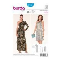 Burda Ladies Sewing Pattern 6943 Asymmetric One Shoulder Evening Dresses