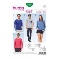 Burda Ladies & Mens Easy Sewing Pattern 6602 T Shirts, Tops & Hoodies