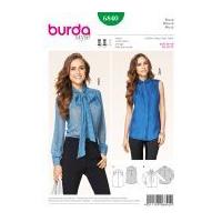 Burda Ladies Sewing Pattern 6840 Blouses with Bow & Ruching Detail