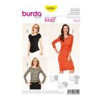 Burda Ladies Easy Sewing Pattern 6910 Figure-Hugging Tops & Dress