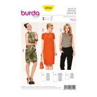 Burda Ladies Easy Sewing Pattern 6914 Top & Dresses with Neck Folds