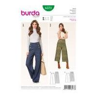 Burda Ladies Easy Sewing Pattern 6573 High Waist Wide Leg Trousers