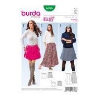 Burda Ladies Easy Sewing Pattern 6586 Mini to Maxi Elastic Waist Skirts