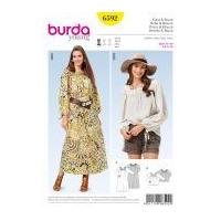 Burda Ladies Easy Sewing Pattern 6592 Square Neckline Bouse & Dress