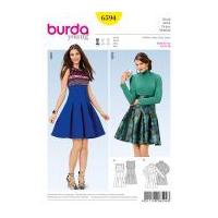 Burda Ladies Easy Sewing Pattern 6594 High Waist Pleated Skirt Dresses