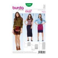 Burda Ladies Easy Sewing Pattern 6598 Basic Narrow Jersey Knit Skirts