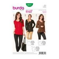 burda ladies easy sewing pattern 6611 t shirts long sleeve tops