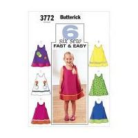Butterick Childrens Easy Sewing Pattern 3772 Summer Dresses Ages: 1-3
