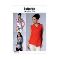Butterick Ladies Easy Sewing Pattern 6357 Sleeveless Wrap Tops with Shawl Collar