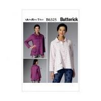 Butterick Ladies Easy Sewing Pattern 6325 Pleated Collar Asymmetrical Hem Shirts