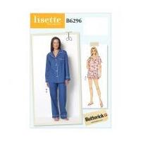 Butterick Ladies Easy Sewing Pattern 6296 Pyjama Tops, Shorts & Pants