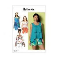 butterick ladies easy sewing pattern 6355 overlay cold shoulder notch  ...