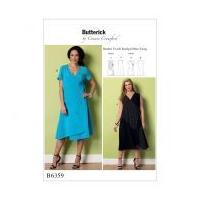 butterick ladies sewing pattern 6359 wrap dresses with overlays