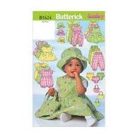 butterick baby sewing pattern 5624 dress jumpsuit hat bag