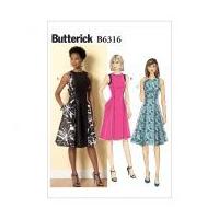 Butterick Ladies Easy Sewing Pattern 6316 Sleeveless Fit & Flare Dresses