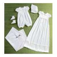 butterick baby sewing pattern 6045 romper dress sash hat booties blank ...