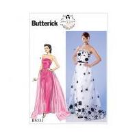 Butterick Ladies Sewing Pattern 6353 Strapless Dress, Detachable Train & Belt