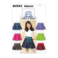 Butterick Childrens Easy Sewing Pattern 4593 Pleated & Ruffle Skirts