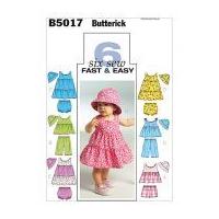 Butterick Toddlers Easy Sewing Pattern 5017 Dresses, Panties, Tops, Shorts & Hats