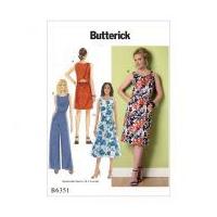 Butterick Ladies Easy Sewing Pattern 6351 Open Back, Tulip Detail Dresses & Jumpsuit