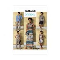 Butterick Ladies Easy Sewing Pattern 6330 Jacket, Elastic Waist Dress, Romper & Jumpsuit
