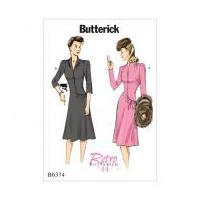 Butterick Ladies Sewing Pattern6374 Swan Neck or Shawl Collar Vintage Style Dresses