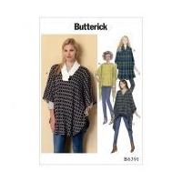 Butterick Ladies Easy Sewing Pattern 6391 Shawl Collar, Bateau & V Neck Ponchos