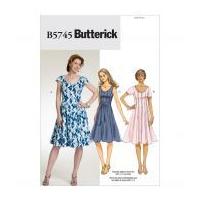 butterick ladies easy sewing pattern 5745 fit flare dresses belt