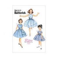 Butterick Girls Easy Sewing Pattern 6315 Vintage Style Pleated Cummerbund Dresses