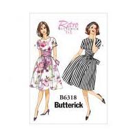 Butterick Ladies Easy Sewing Pattern 6318 Vintage Style Tie Waist Dress