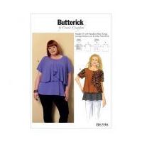 Butterick Ladies Plus Size Sewing Pattern 6396 Asymmetical Overlay Jersey Knit Tops