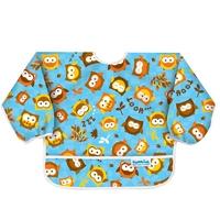 bumkins sleeved bib blue owls