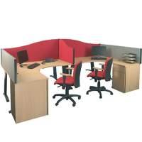 Busyscreen W 1200mm x H 400mm-600mm Desktop Partitions Loop Nylon Red