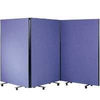 Busyscreen W 1200mm x H 1525mm Triple Safety Partition Woven Cloth Royal Blue