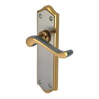 buckingham door handle pair polished brass lever on latch plate